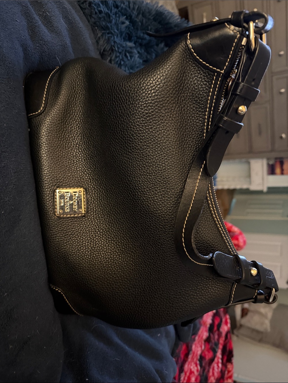 Authentic Dooney & Bourke Black Pebble Leather Grain Hobo Bag